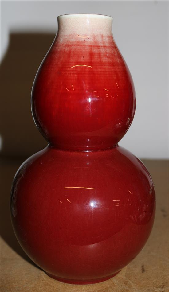 A Chinese sang-de-boeuf double gourd vase